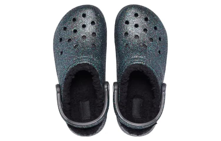 Crocs Classic Glitter Black Lined Qadın Sabosu 4