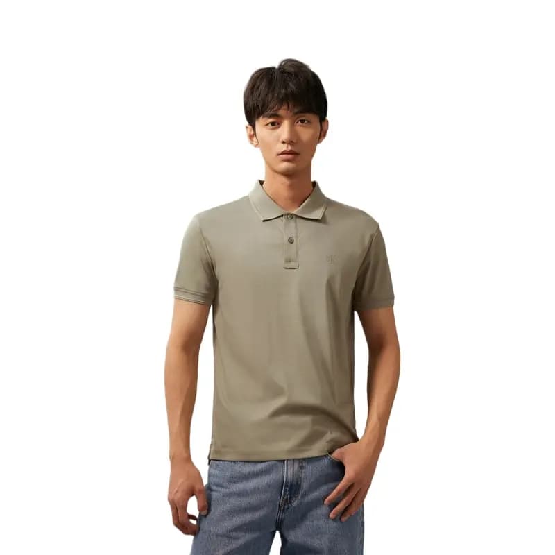 CALVIN KLEIN Business Casual Solid Color Letter Pullover Cotton Short Sleeve Polo Shirt Men's 11
