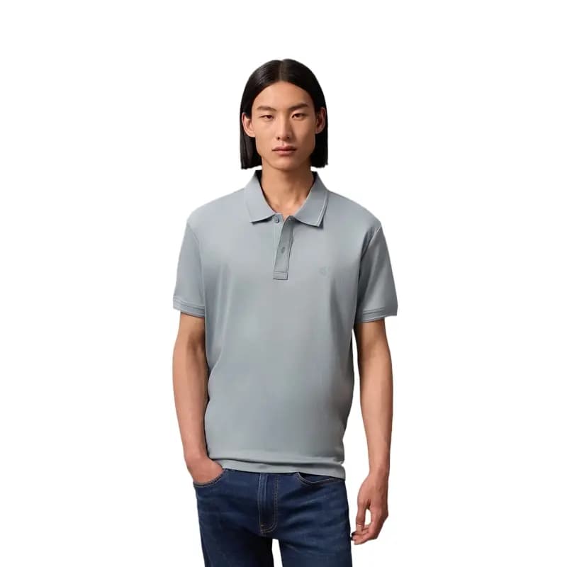 CALVIN KLEIN Business Casual Solid Color Letter Pullover Cotton Short Sleeve Polo Shirt Men's 7