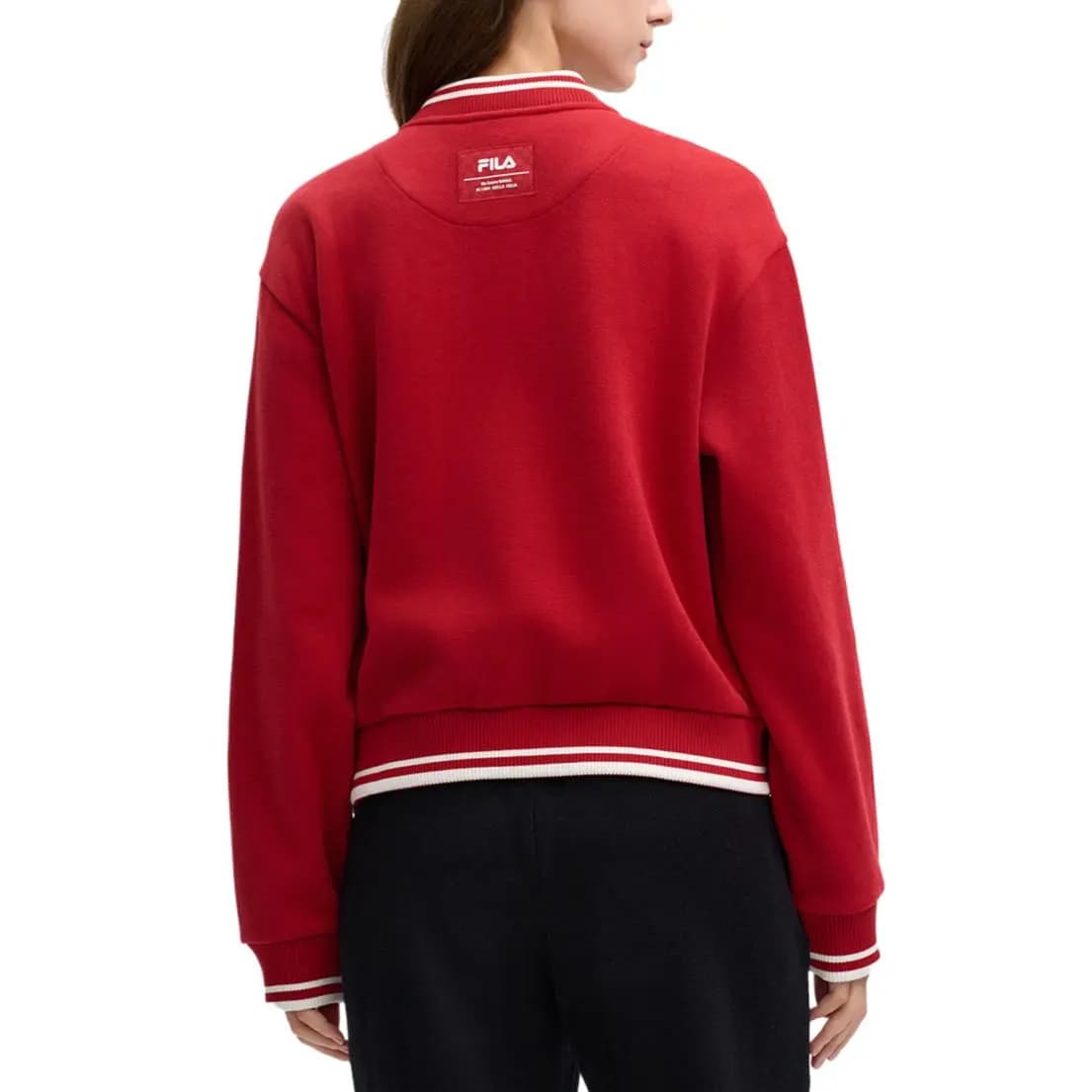 FILA HERITAGE Casual Comfort Relaxed Warm Baseball Jacket Women's Rhythm Red 4
