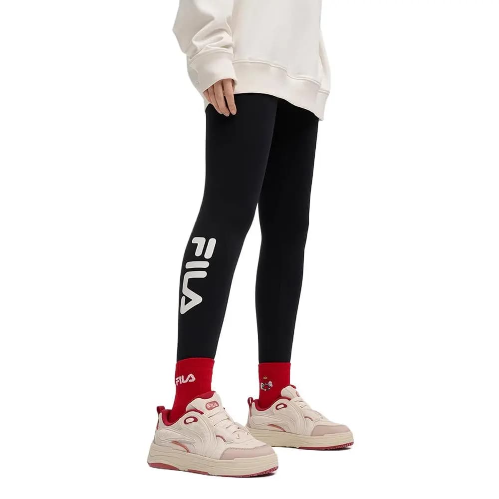 FILA ORIGINALE Brand Logo Letter Casual Knit Leggings Women's Jet Black 3