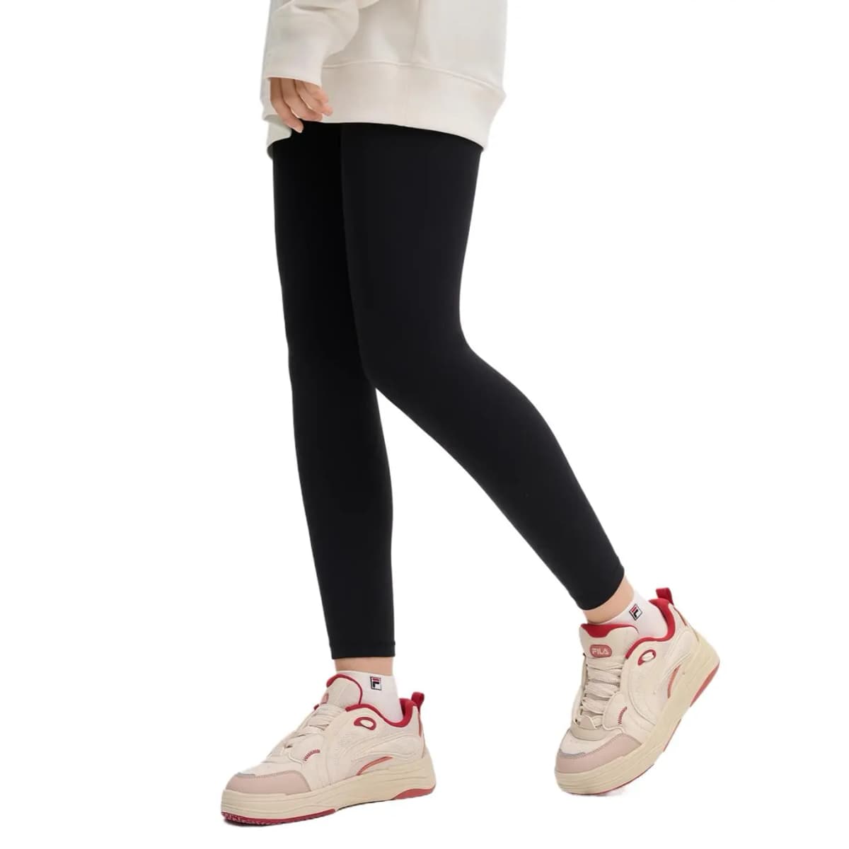 FILA ORIGINALE Brand Logo Letter Casual Knit Leggings Women's Jet Black 4