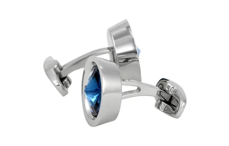 Swarovski Round Kişi Qol düyməsi Mavi 3