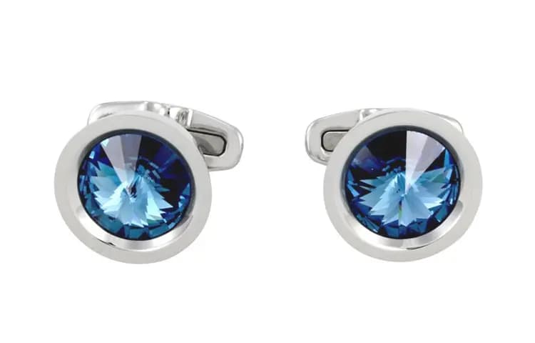 Swarovski Round Kişi Qol düyməsi Mavi