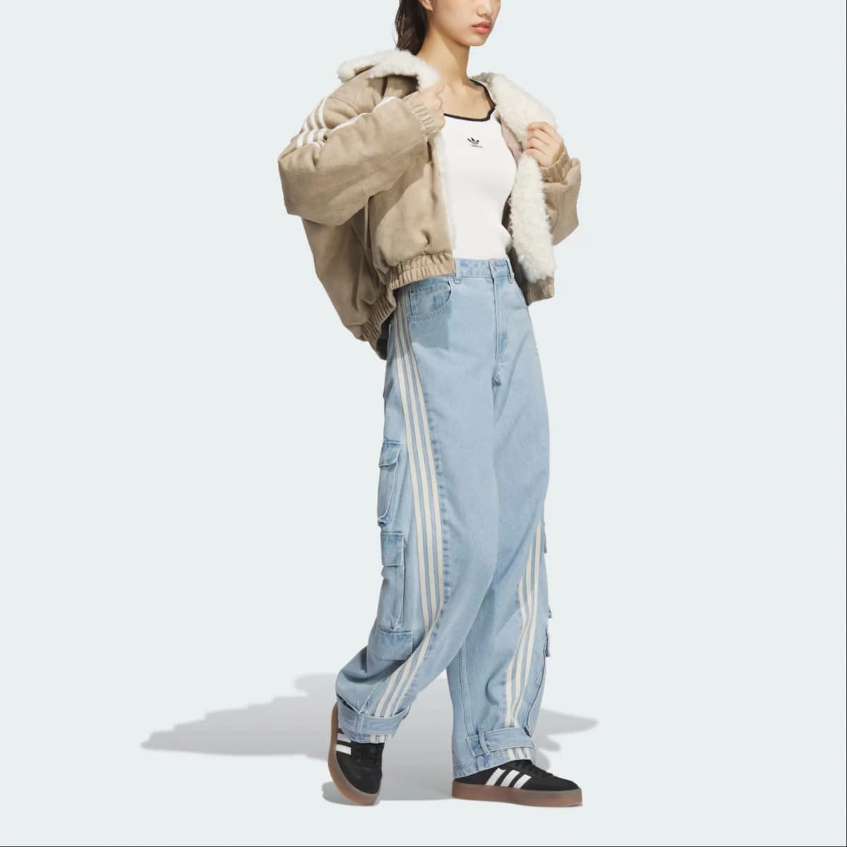 adidas originals RETRO RS W Year of the Snake Limited Comfort Striped Warm Loose Sports Puffer Jacket Women's Shadow Khaki Brown 4