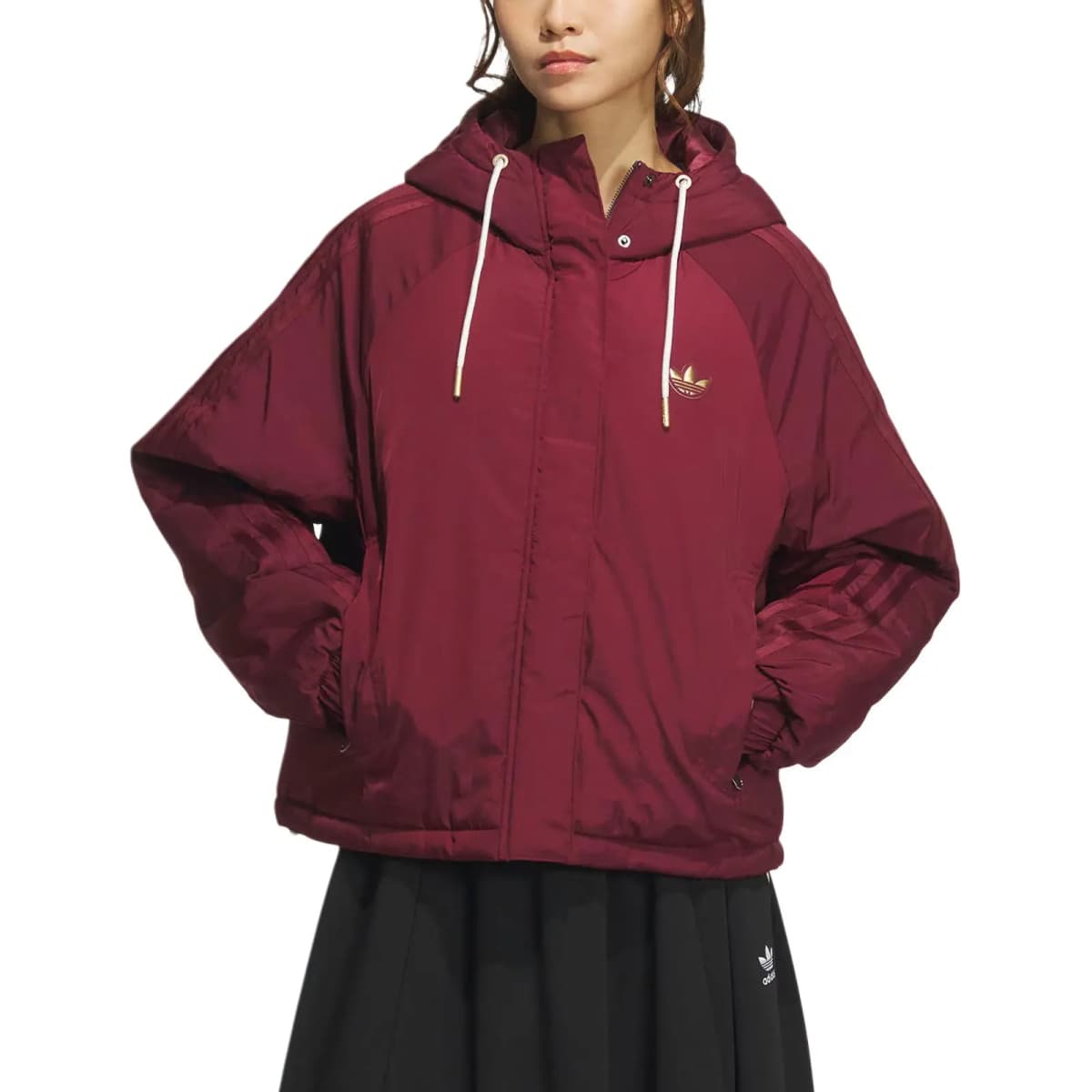 adidas Originals AW24 Year of the Snake Limited Edition LNY W Jacket PA Warm Sports Hooded Puffer Jacket Women's Dark Red 2