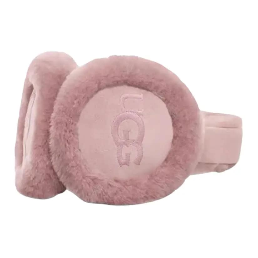 UGG Logo Embroidery Shearling Ear Muffs Women's Dusty Rose