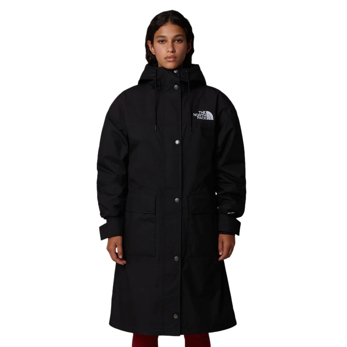 THE NORTH FACE Solid Color Letter Hooded Mid-Length Long Sleeve Parka Coat Women's Black 2