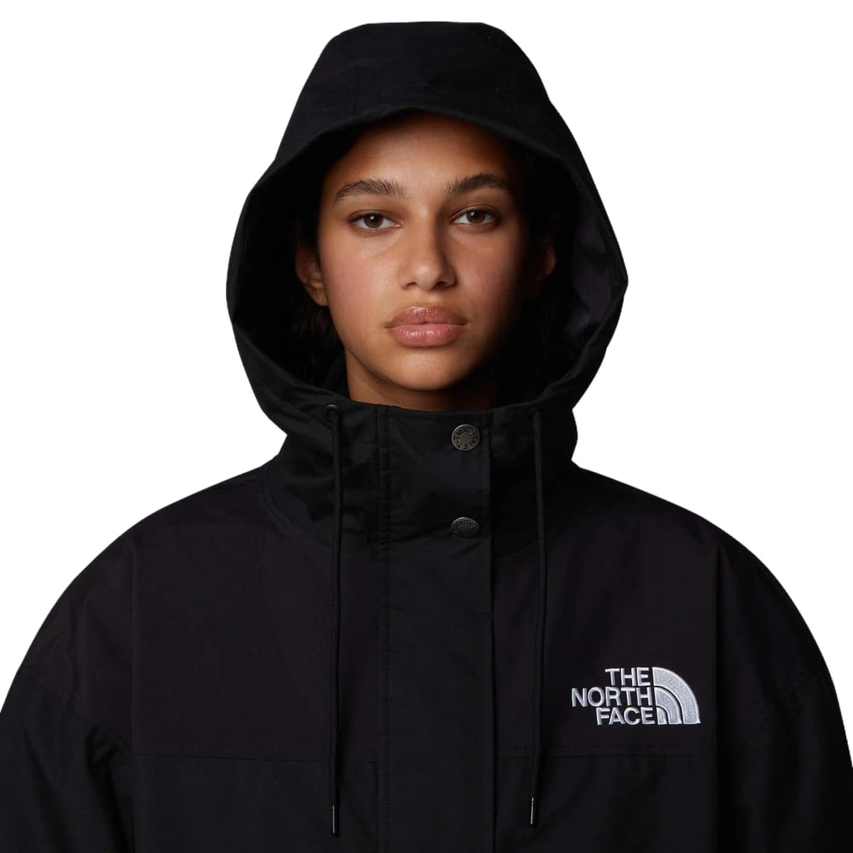 THE NORTH FACE Solid Color Letter Hooded Mid-Length Long Sleeve Parka Coat Women's Black 5