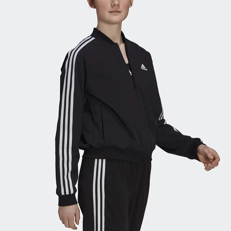 adidas Stripe Panel Sports Training Long Sleeve Jacket Women's Black 4