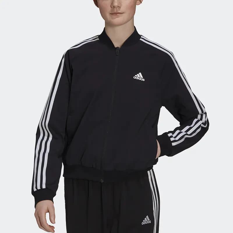 adidas Stripe Panel Sports Training Long Sleeve Jacket Women's Black 2