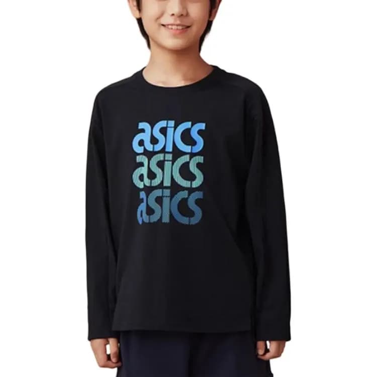 Asics T-Shirt Urban Light Trend Comfortable Loose Soft Skin-Friendly Long Sleeve Black Youth 2