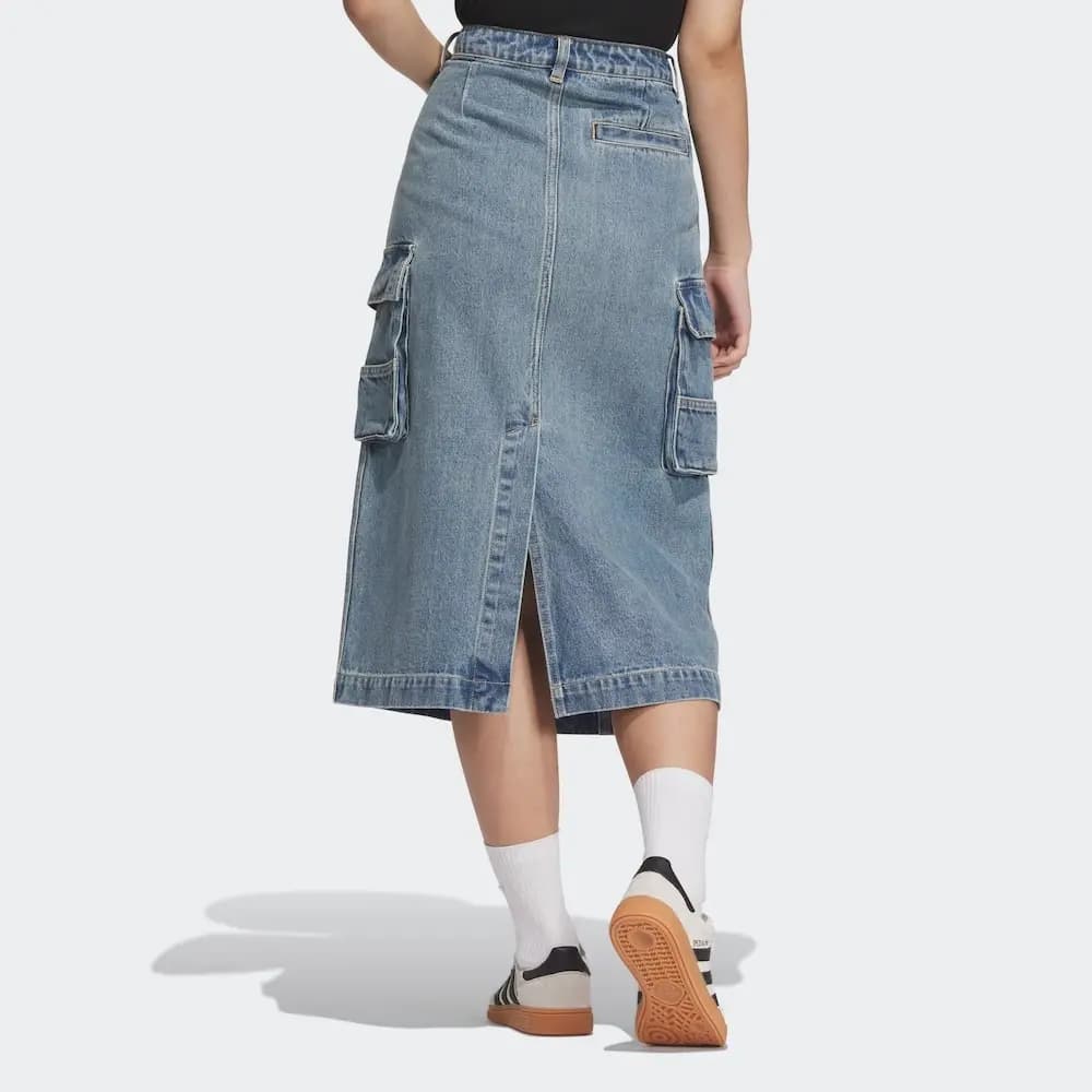 Adidas Originals Denim Long Skirts Women's Light Blue 2