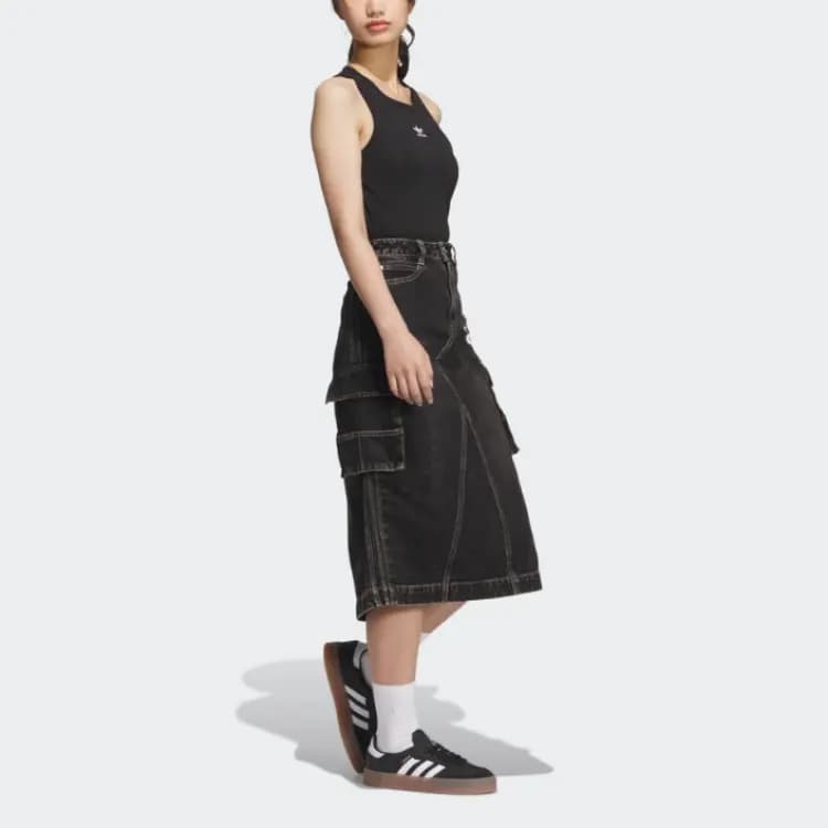Adidas Originals Denim Qadın Uzun Ətəyi Qara 4