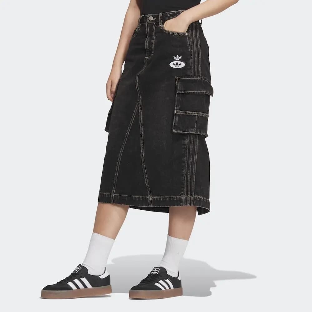 Adidas Originals Denim Qadın Uzun Ətəyi Qara 3