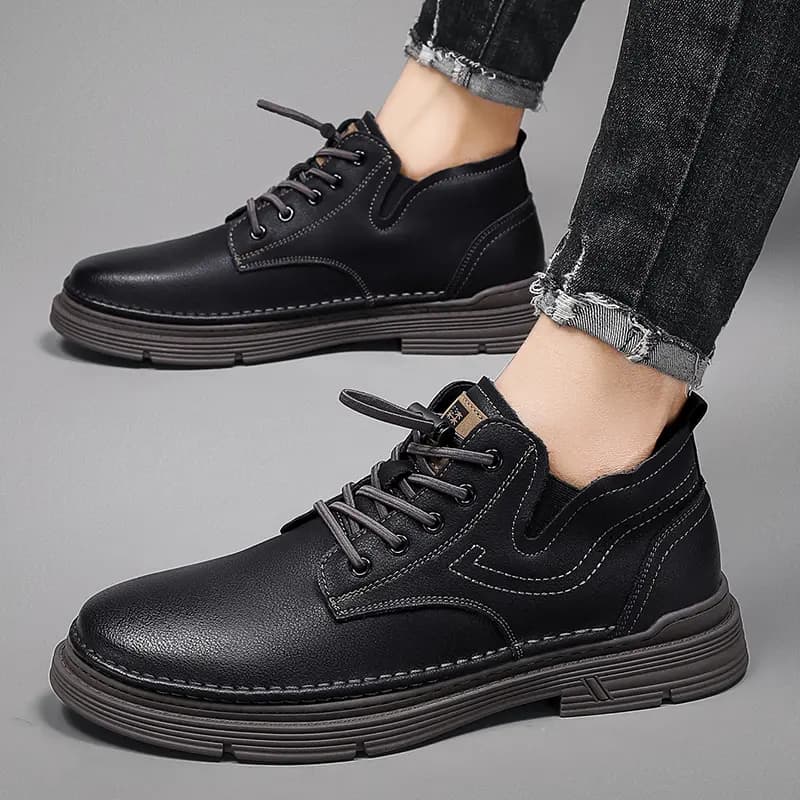 Mulinsen Classic Retro Thick Sole Wear-Resistant Outdoor Daily Commute Soft Sole Comfortable British Style Martin Simple Versatile Sport Work Boots Men's 12
