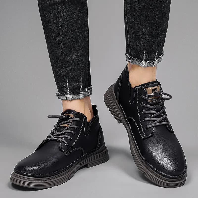 Mulinsen Classic Retro Thick Sole Wear-Resistant Outdoor Daily Commute Soft Sole Comfortable British Style Martin Simple Versatile Sport Work Boots Men's 11