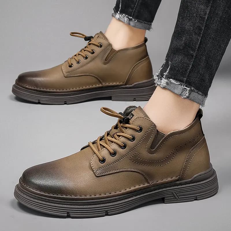 Mulinsen Classic Retro Thick Sole Wear-Resistant Outdoor Daily Commute Soft Sole Comfortable British Style Martin Simple Versatile Sport Work Boots Men's 5
