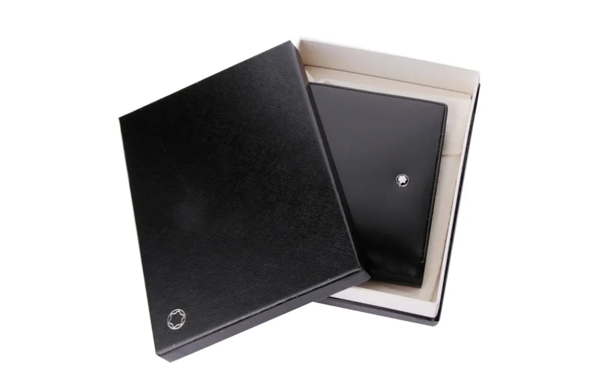 MONTBLANC Meisterstück Series Cowhide Vertical 12-Slot Cowhide Wallet Card Holder Coin Purse Men's Black 5