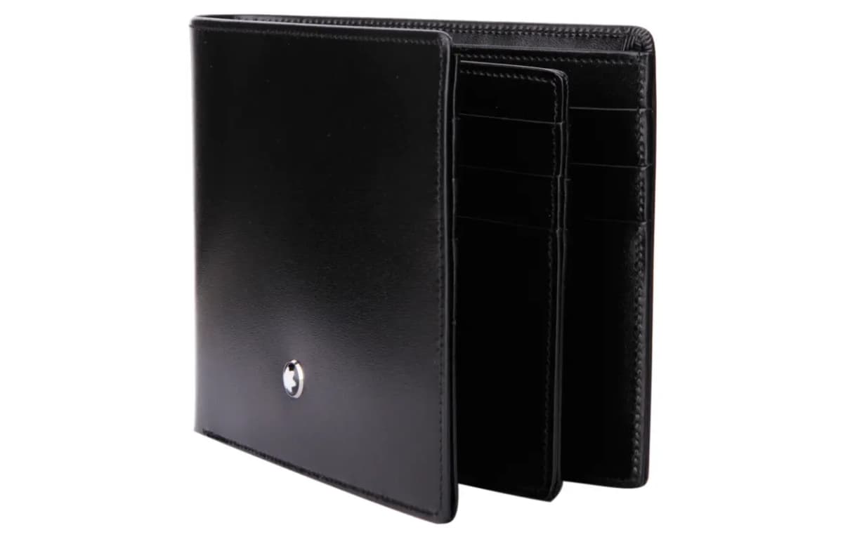 MONTBLANC Meisterstück Series Cowhide Vertical 12-Slot Cowhide Wallet Card Holder Coin Purse Men's Black 3