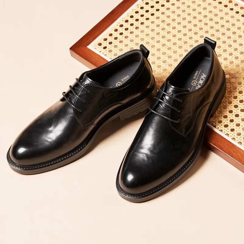 AOKANG British Style Business Fashion Wrinkle Groom Wedding Shoes Dress Leather Shoes Men's 5