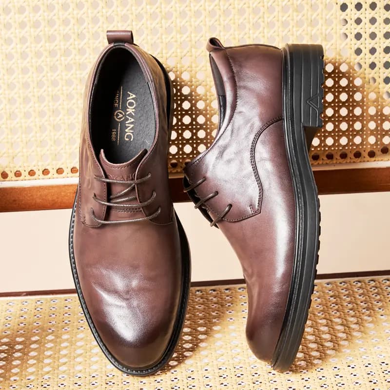 AOKANG British Style Business Fashion Wrinkle Groom Wedding Shoes Dress Leather Shoes Men's 13