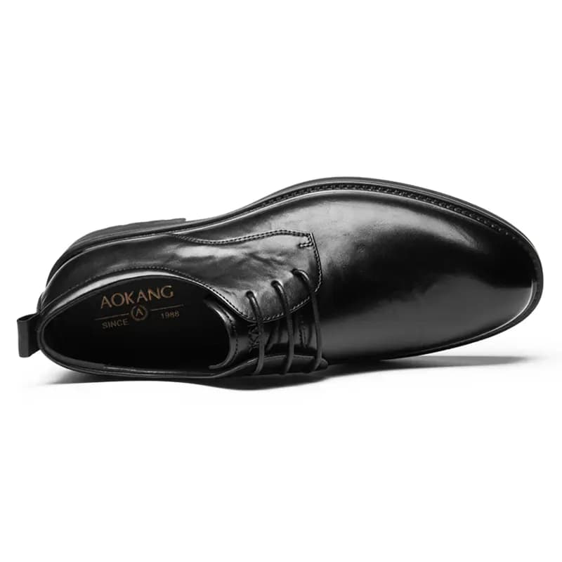 AOKANG British Style Business Fashion Wrinkle Groom Wedding Shoes Dress Leather Shoes Men's 3