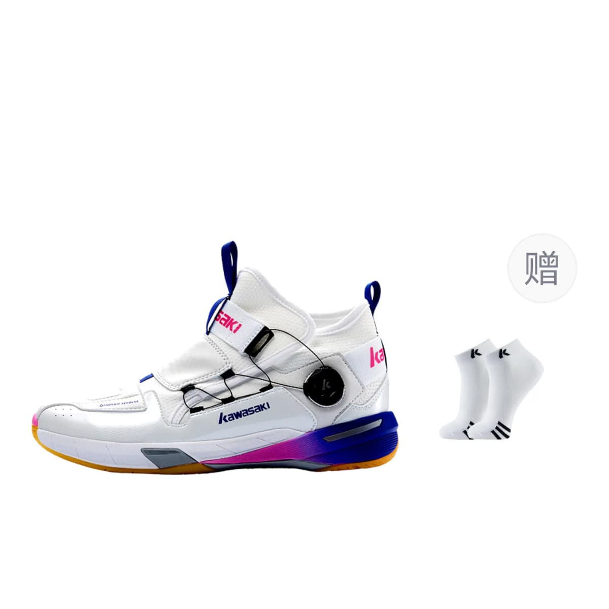 Kawasaki Cross 2.0 Advanced Training Shoes Lace-Free Cushioned Slip-Resistant Supportive Shock-Absorbing High-Top Badminton Shoes Unisex Colorful Sunshine