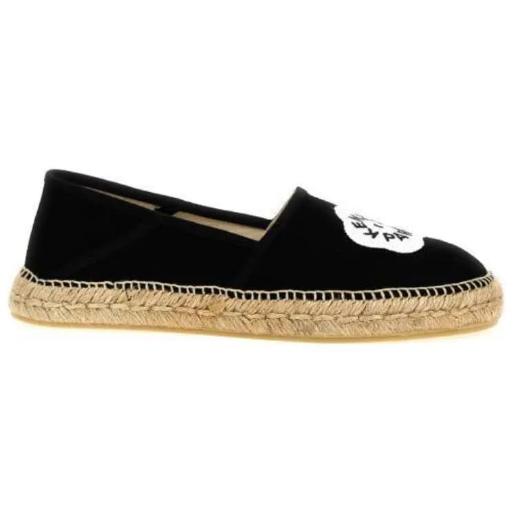 KENZO Cotton Round Toe Slip-On Espadrilles Women's Black 2