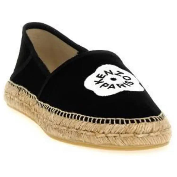 KENZO Cotton Round Toe Slip-On Espadrilles Women's Black 3