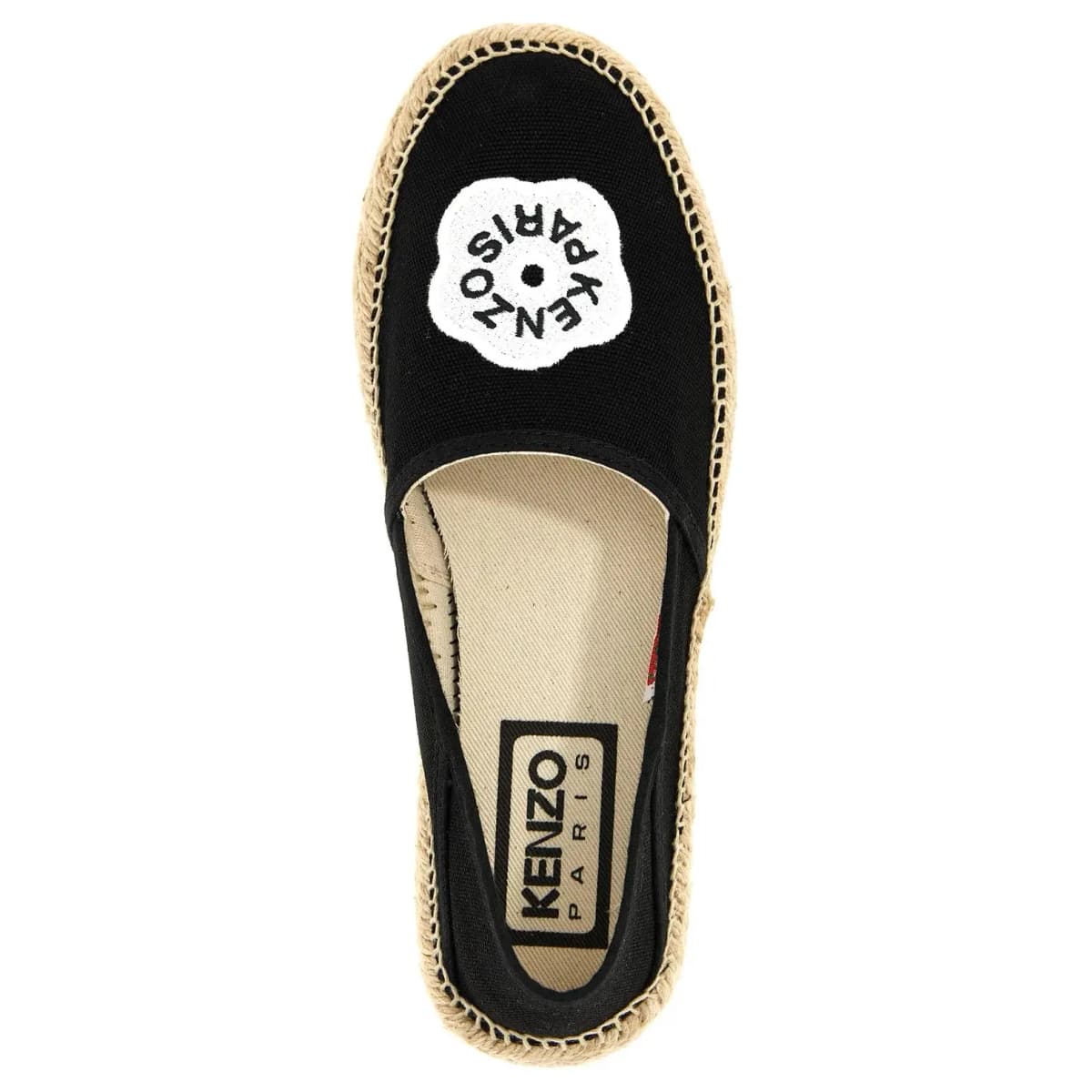 KENZO Cotton Round Toe Slip-On Espadrilles Women's Black 5