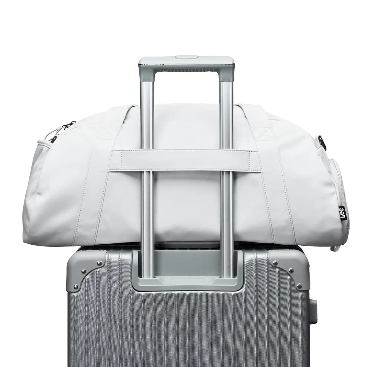 Lee 40L Trendy Fashion Simple Versatile Large Capacity Duffel Bag Travel Crossbody Bag Casual Swim Sports Gym Bag Separate Shoe Compartment Wet-Dry Separation Fabric Travel Bag Unisex Light Grey 4