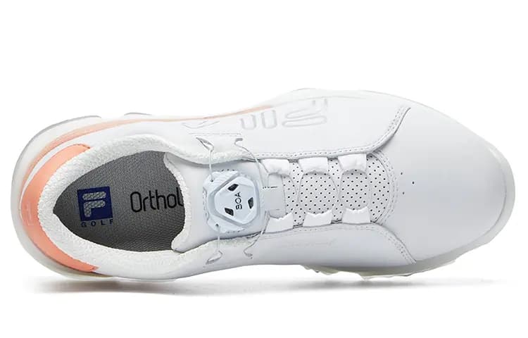 FILA Heritage-FHT Cushioning Anti-Slip And Wear-Resistant Low-Top Golf Shoes Women's White Orange 3