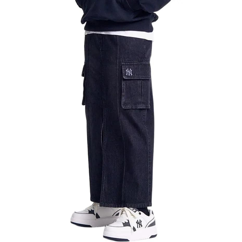 MLB New York Yankees Fashion Comfortable Versatile Retro Denim Long Skirt Women's Black 4
