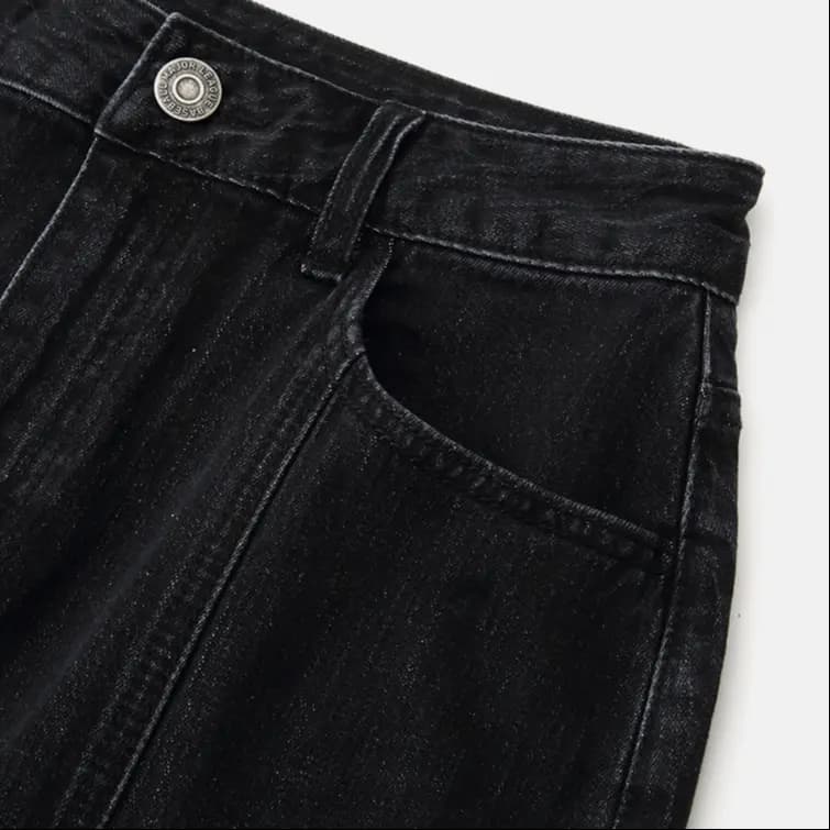 MLB New York Yankees Fashion Comfortable Versatile Retro Denim Long Skirt Women's Black 6