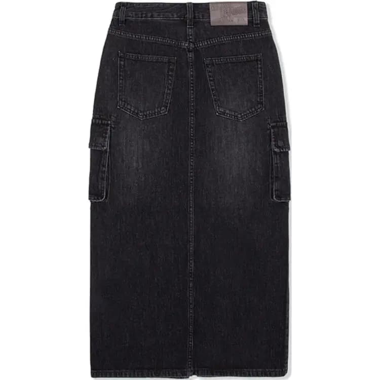 MLB New York Yankees Fashion Comfortable Versatile Retro Denim Long Skirt Women's Black 2