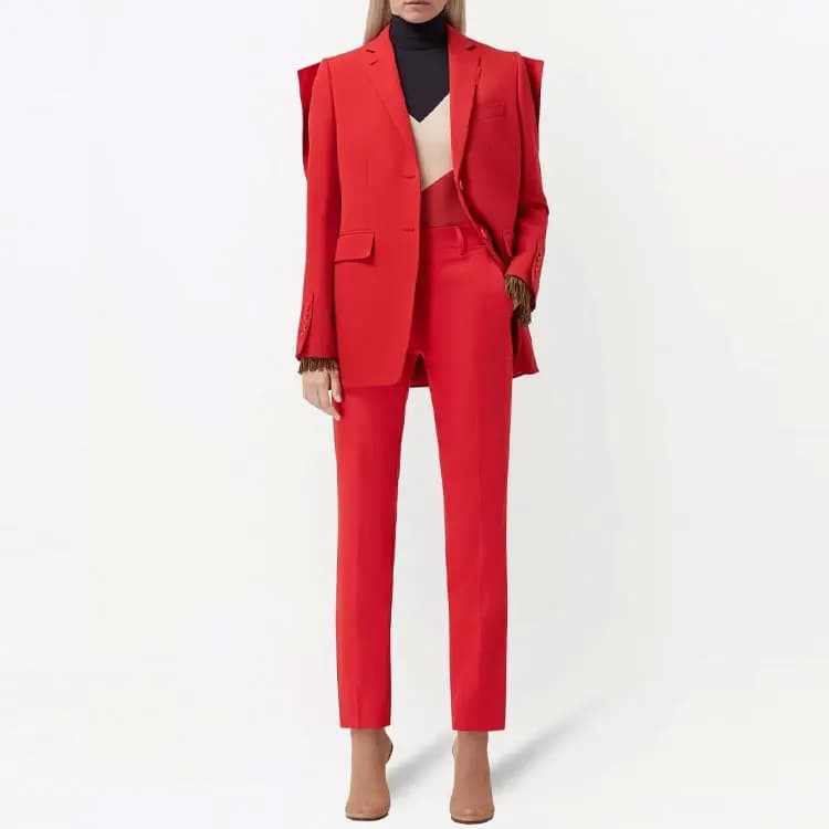 Burberry Qadın Şalvarı Parlaq Qırmızı 2