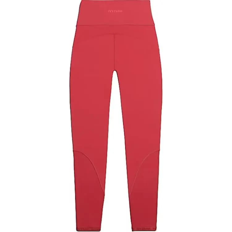 adidas Solid Color Logo High-Waist Slim-Fit Leggings Women's Red 2
