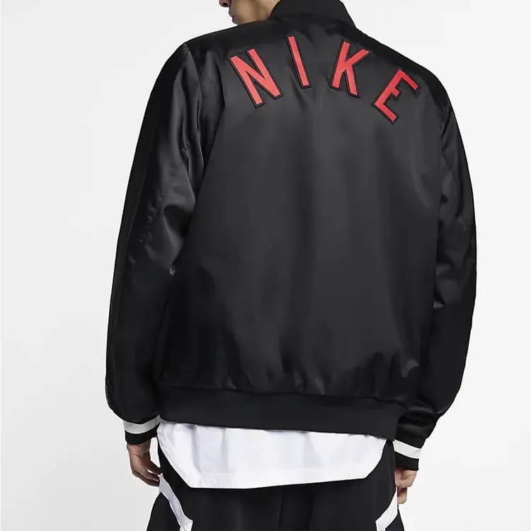 Nike Air Solid Color Logo Woven Sport Baseball Jacket Men's Black 3