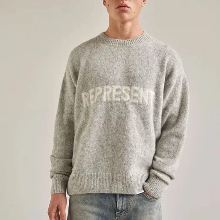 REPRESENT Kaşmir Sviter Kişi Açıq Boz 5