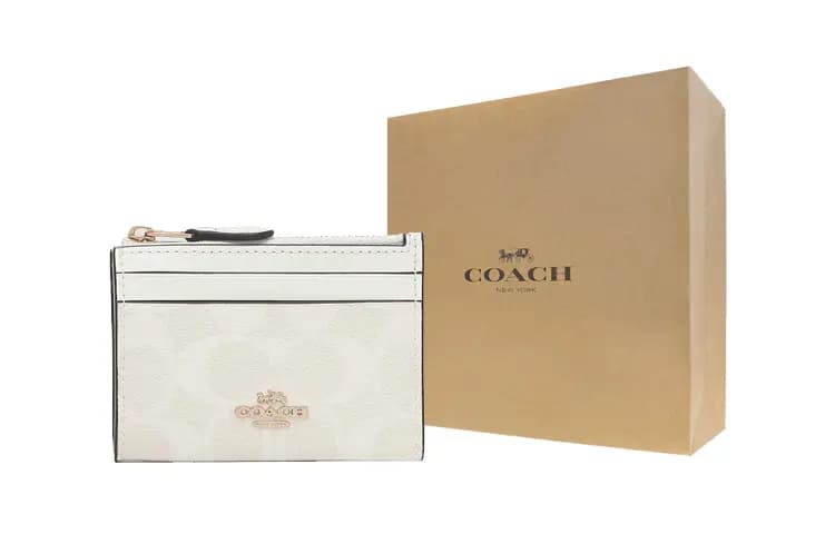 COACH Mini Id Skinny Dəri Kartlıq Qadın Ağ 4