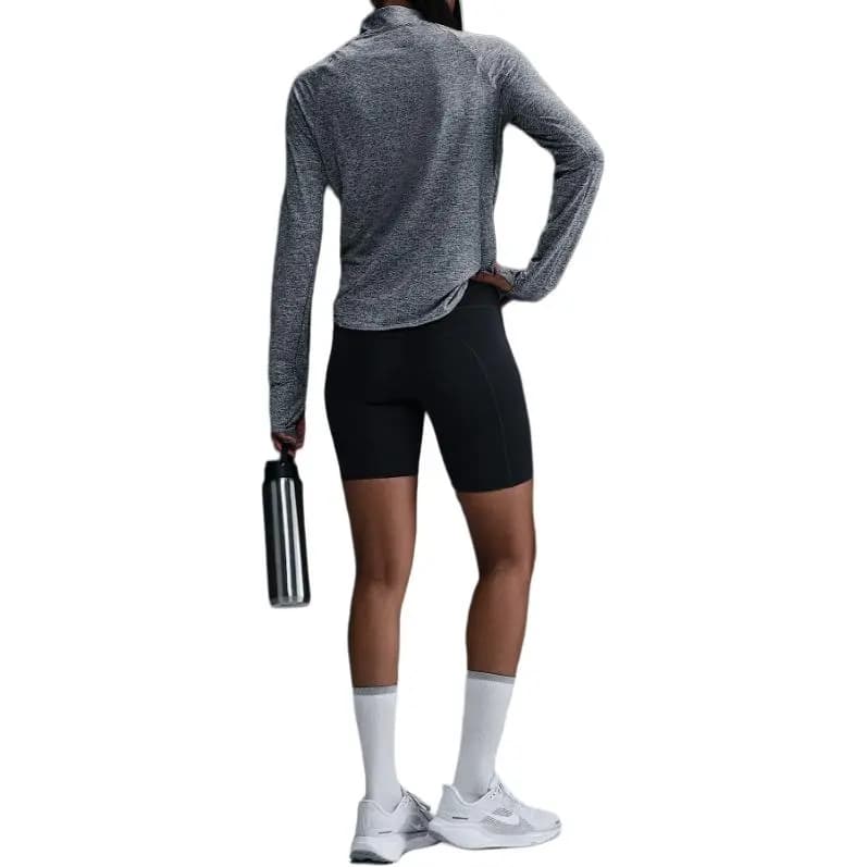 Nike Solid Color Stand Collar Half-Zip Long Sleeve Workout Top Women's Grey 2