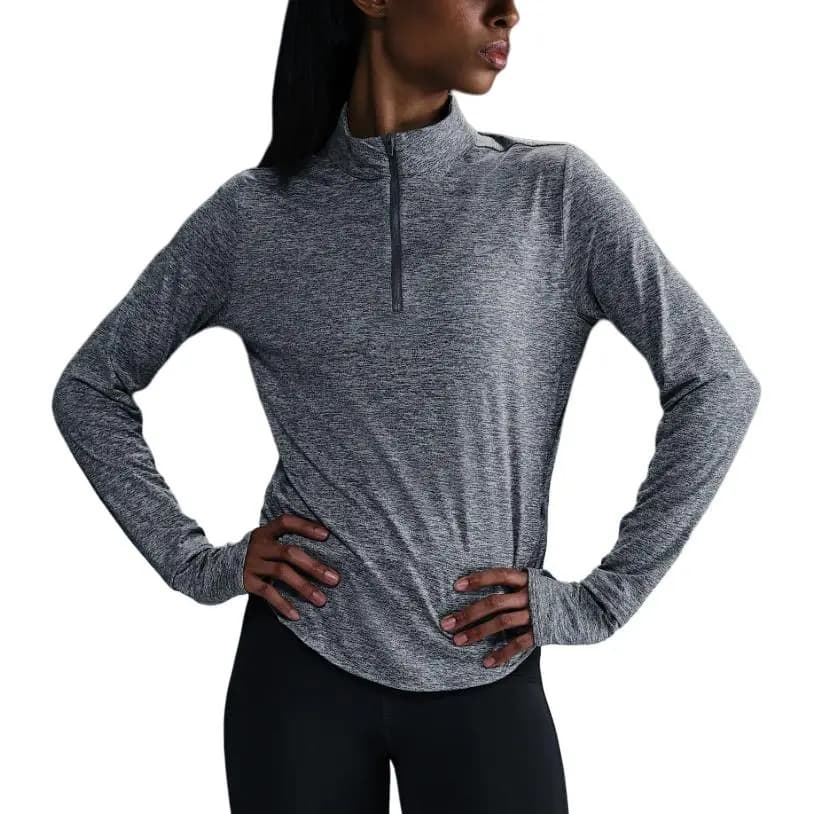 Nike Solid Color Stand Collar Half-Zip Long Sleeve Workout Top Women's Grey 3
