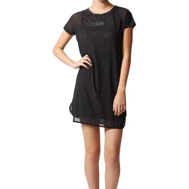 adidas neo Sportstyle Comfortable Soft Skin-Friendly Breathable Short Sleeve Dress Women's Black 3