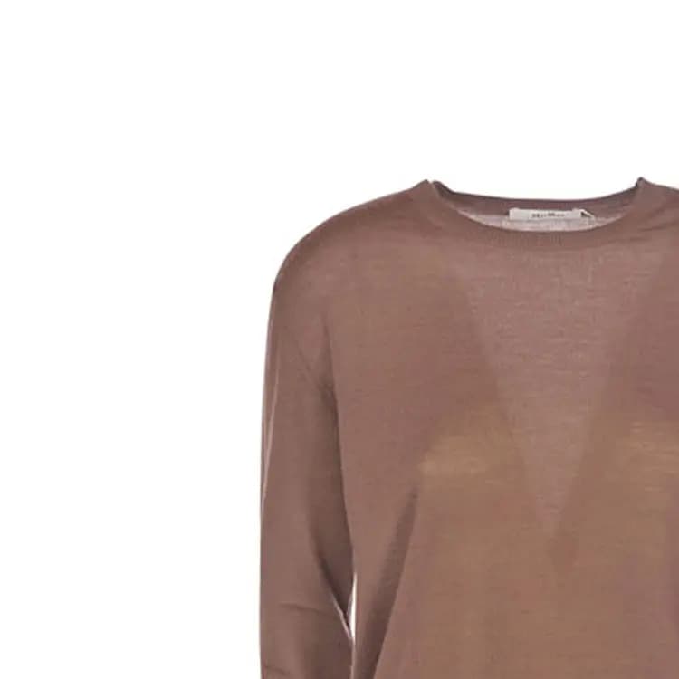 MaxMara Crew Neck Long Sleeve Straight Knit Sweater Women's Brown 3