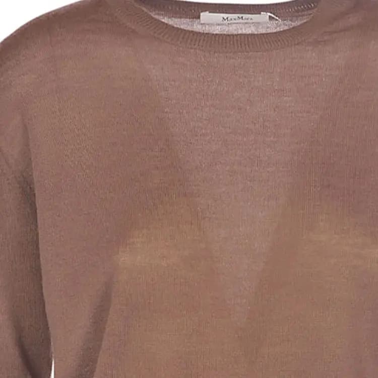 MaxMara Crew Neck Long Sleeve Straight Knit Sweater Women's Brown 6