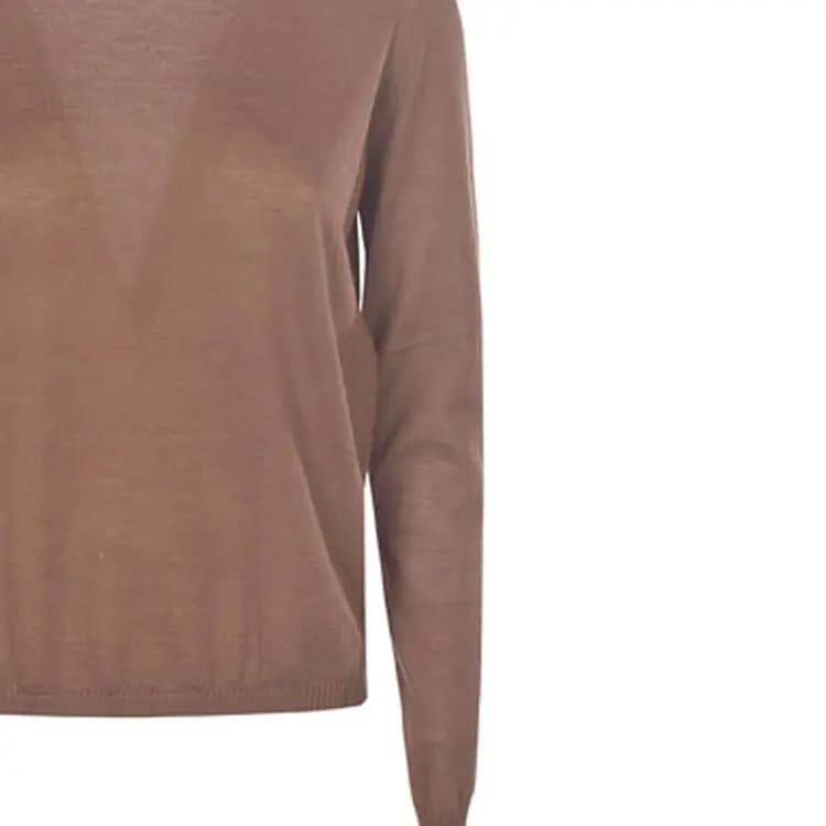MaxMara Crew Neck Long Sleeve Straight Knit Sweater Women's Brown 5