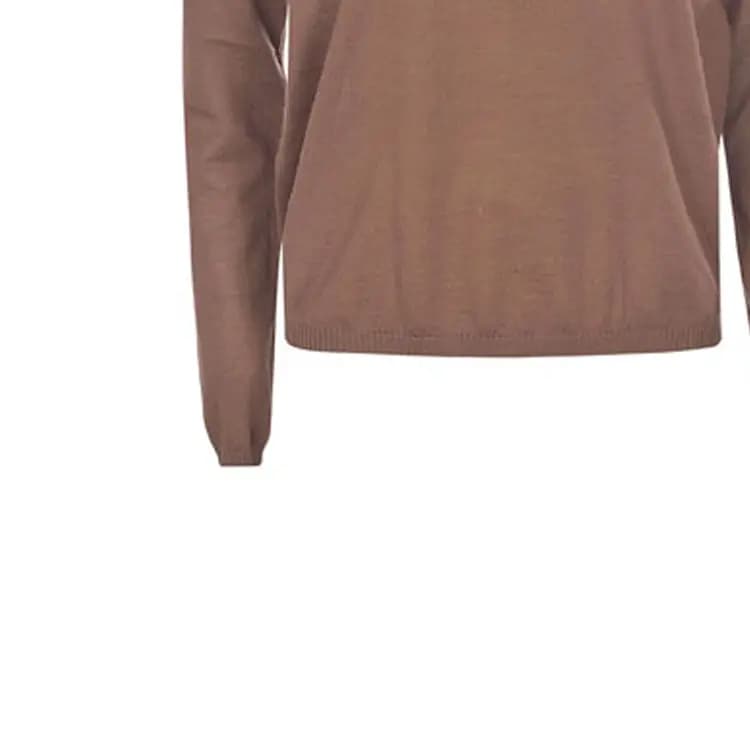 MaxMara Crew Neck Long Sleeve Straight Knit Sweater Women's Brown 4