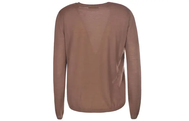 MaxMara Crew Neck Long Sleeve Straight Knit Sweater Women's Brown 2