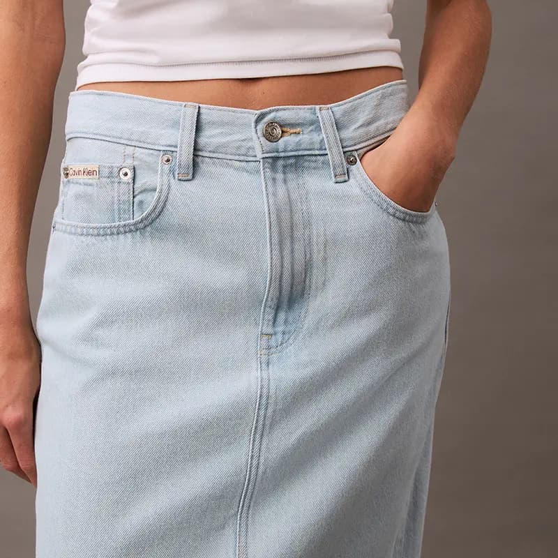 CALVIN KLEIN Denim Qadın Uzun Ətək Açıq Mavi 8